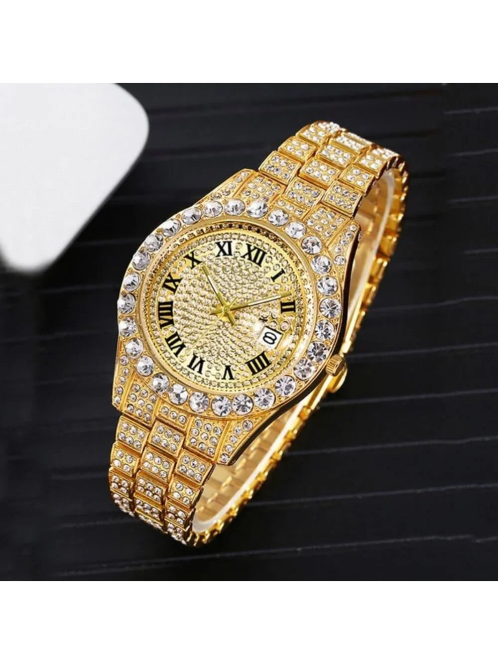 Iced-Out Bling Hip Hop Watches for Men | Luxury Quartz with Date Feature